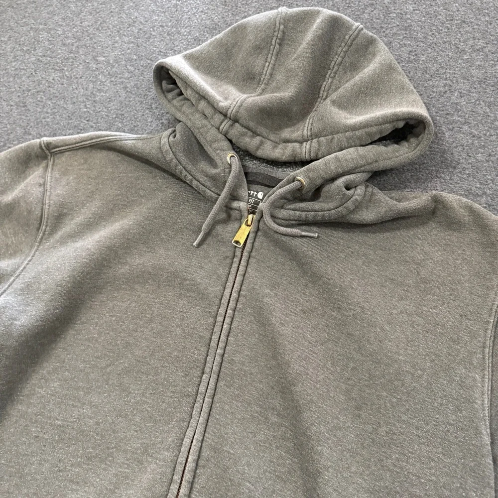 Modern Carhartt Zip Hoodie Mens L Tall Gray Good Faded Loose Fit Sweatshirt